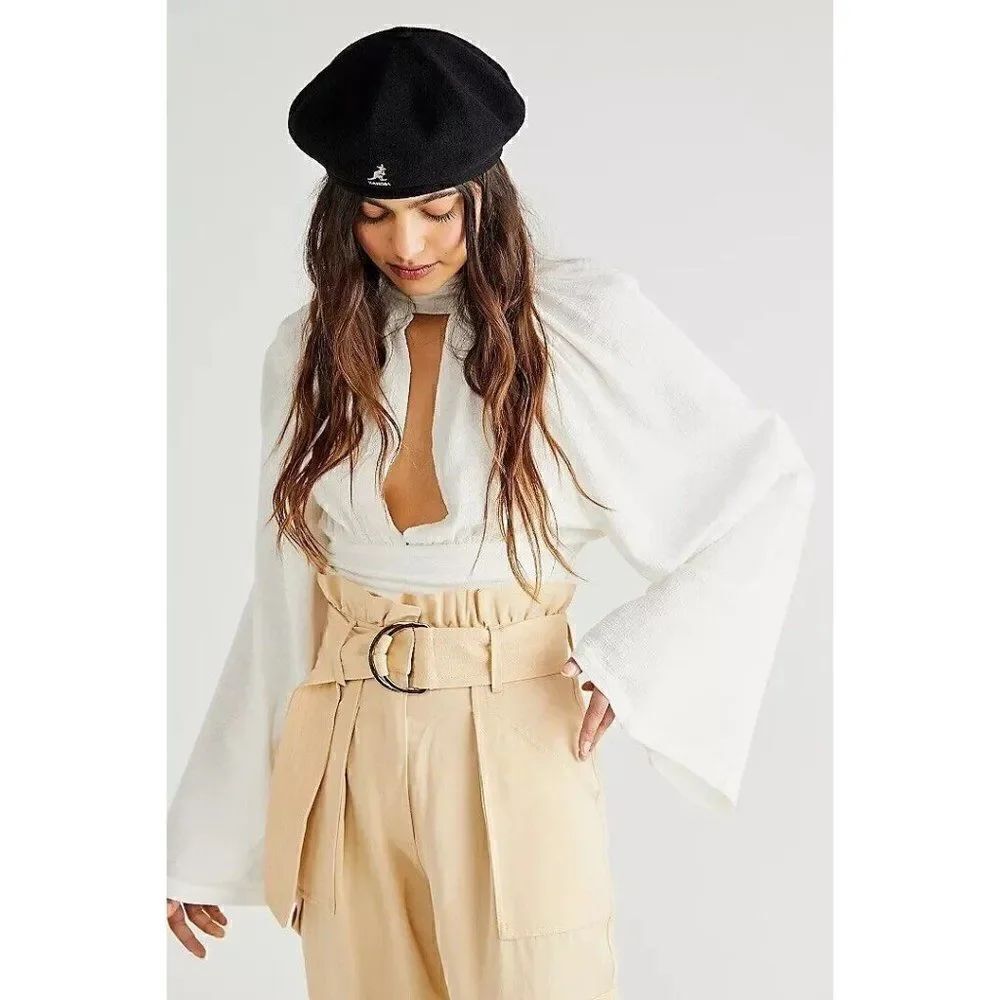 NWT FREE PEOPLE X JENS PIRATE BOOTY Sz M ULTRA TECHNO TOP  BLOUSE SHIRT WHITE